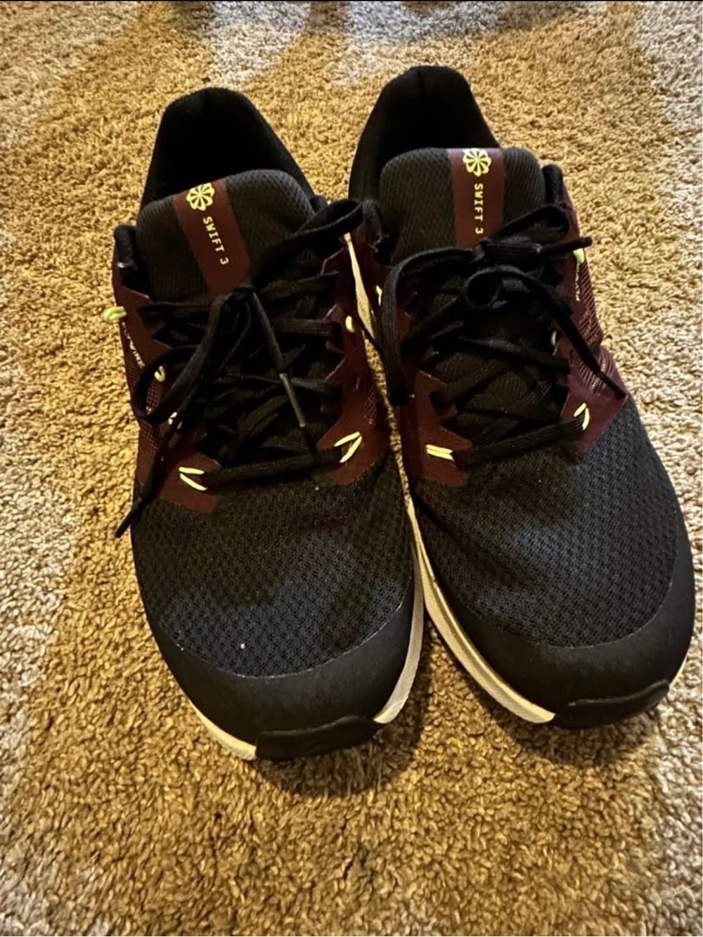 Men's Running Sneakers - Black and Deep Burgundy